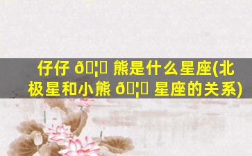 仔仔 🦋 熊是什么星座(北极星和小熊 🦊 星座的关系)